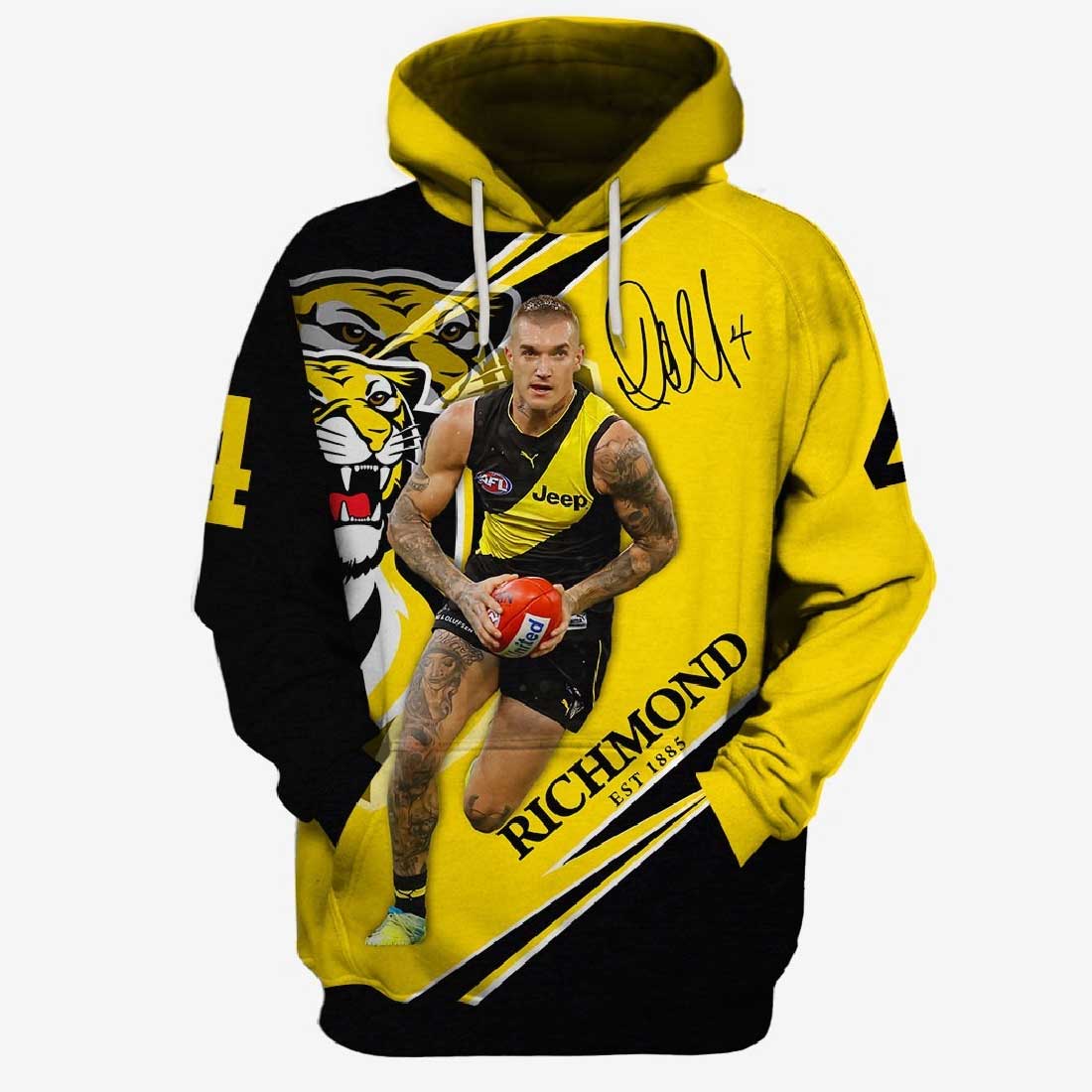AFL Richmond Tigers Dustin Martin No 4 Pullover Hoodie V2 AFL Richmond Tigers Dustin Martin No 4 Pullover Hoodie V2