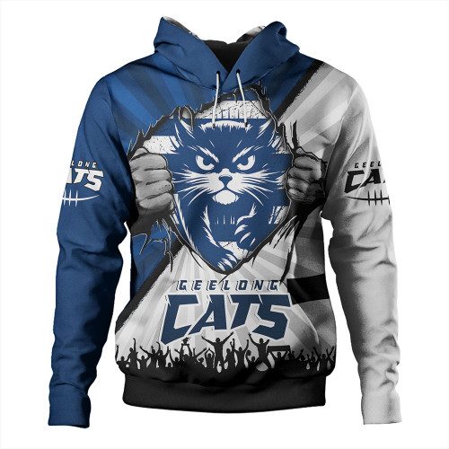 Geelong Cats Hoodie Breaking Through Fan Design Geelong Cats Hoodie Breaking Through Fan Design