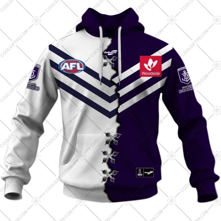 AFL Fremantle Dockers Custom Name Number 2023 Mix Guernsey V2 Pullover Hoodie AFL Fremantle Dockers Custom Name Number 2023 Mix Guernsey V2 Pullover Hoodie