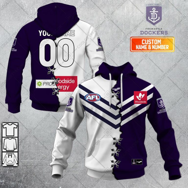 AFL Fremantle Dockers Custom Name Number 2023 Mix Guernsey V2 Pullover Hoodie AFL Fremantle Dockers Custom Name Number 2023 Mix Guernsey V2 Pullover Hoodie