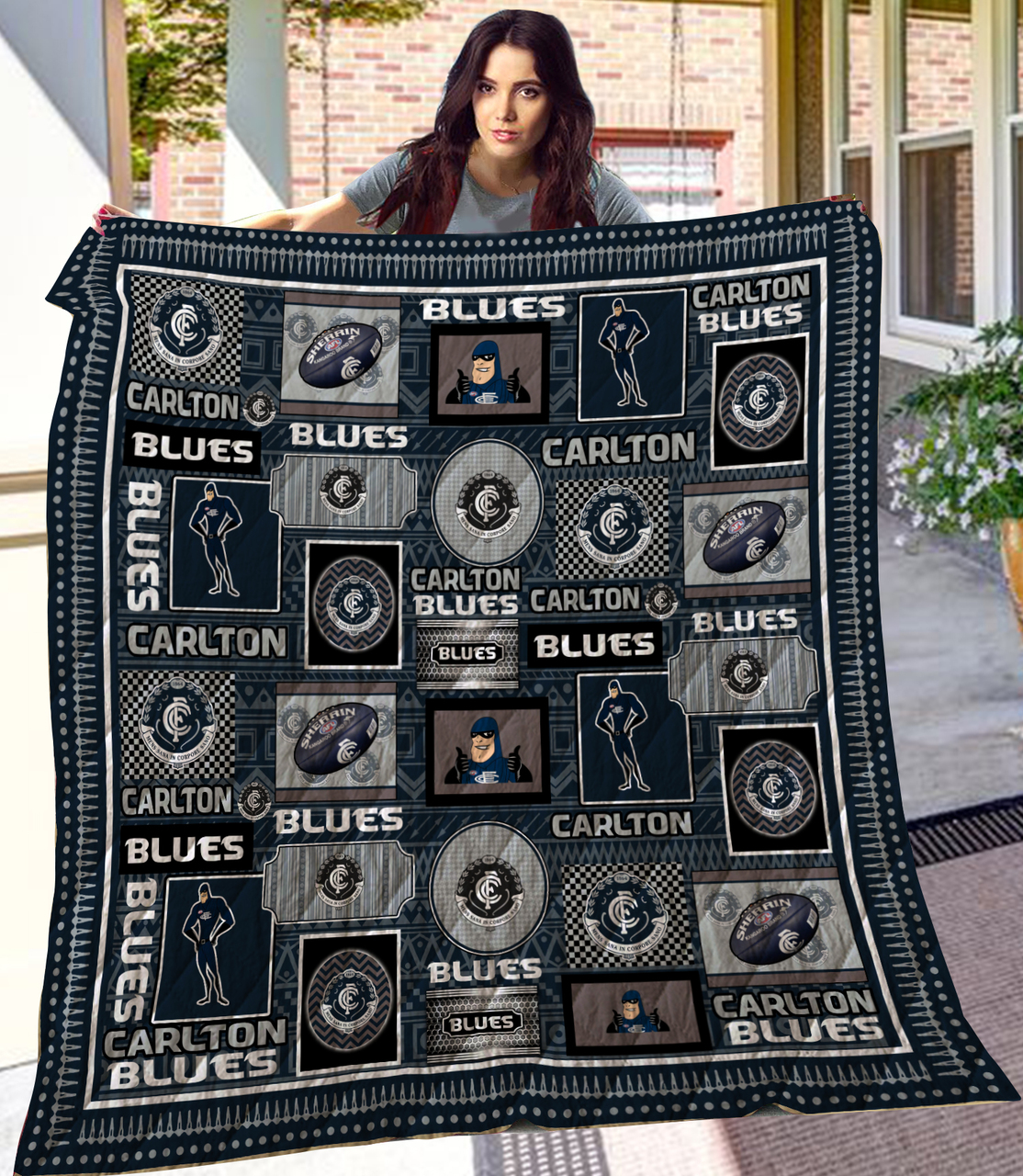 AFL Carlton Blues Quilt Blanket V1 AFL Carlton Blues Quilt Blanket V1