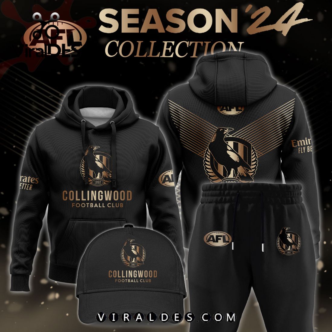 AFL Collingwood Magpies Gold Premier 2024 Hoodie, Jogger, Cap AFL Collingwood Magpies Gold Premier 2024 Hoodie, Jogger, Cap