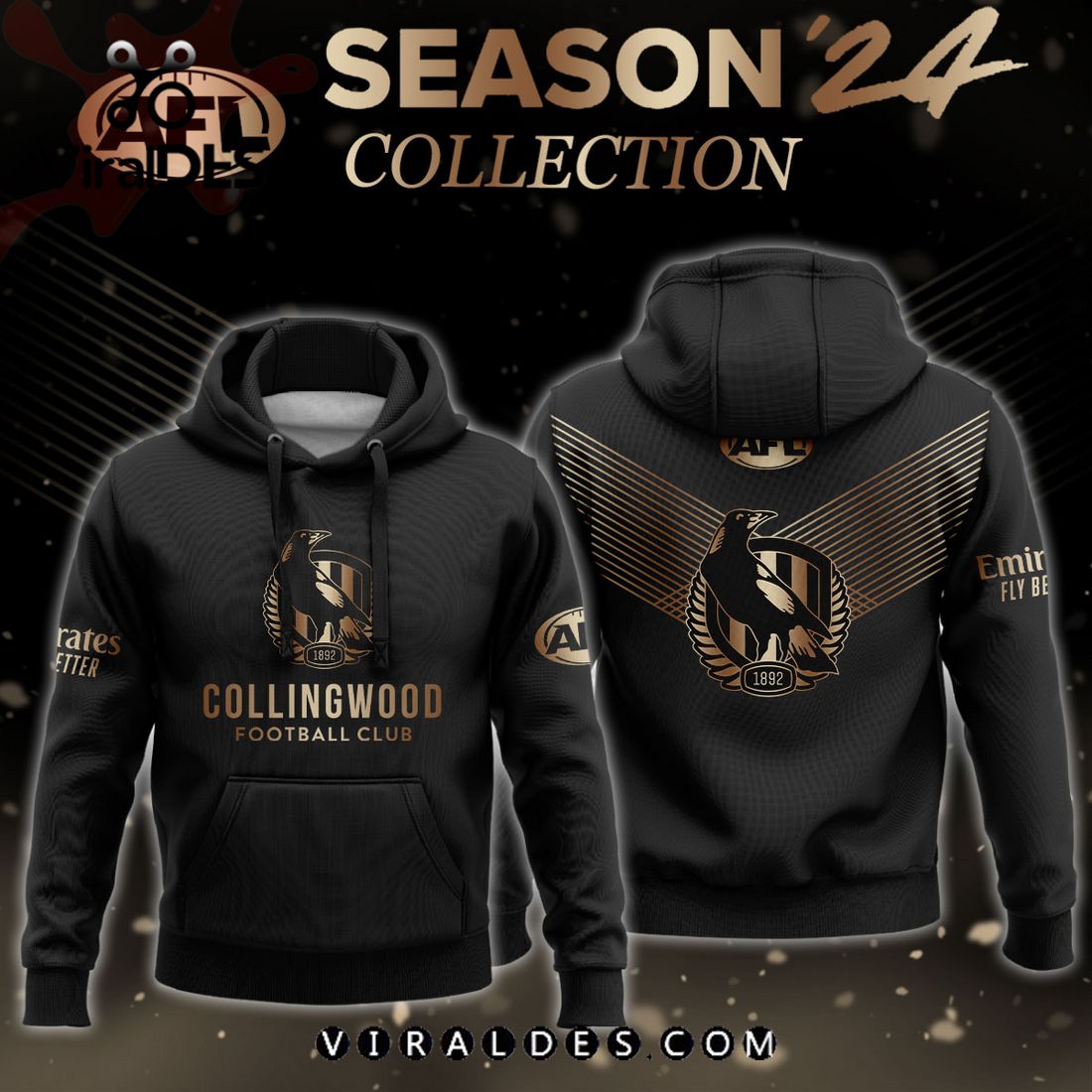 AFL Collingwood Magpies Gold Premier 2024 Hoodie, Jogger, Cap AFL Collingwood Magpies Gold Premier 2024 Hoodie, Jogger, Cap