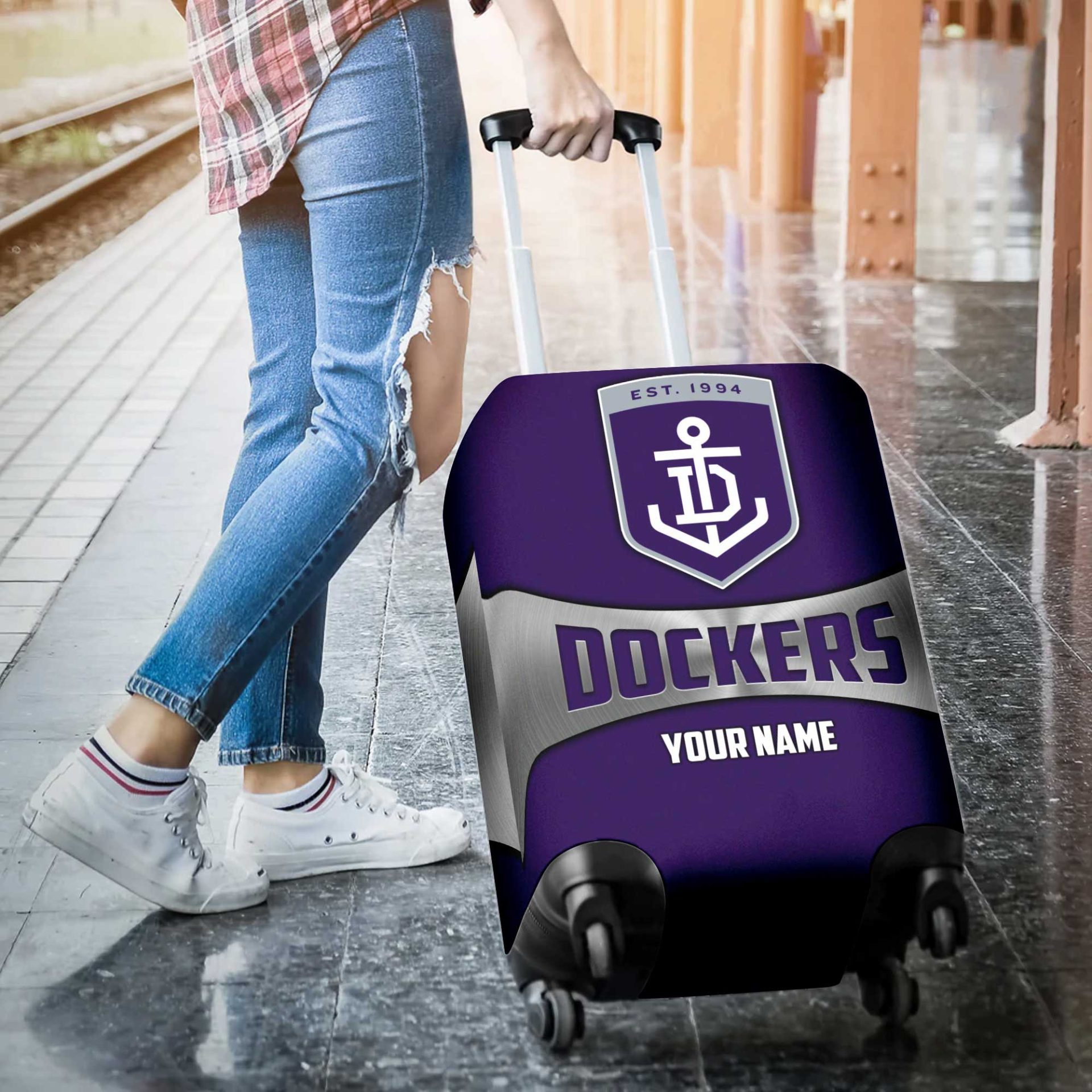 AFL Fremantle Dockers Custom Name Gift For Fans Luggage Cover AFL Fremantle Dockers Custom Name Gift For Fans Luggage Cover