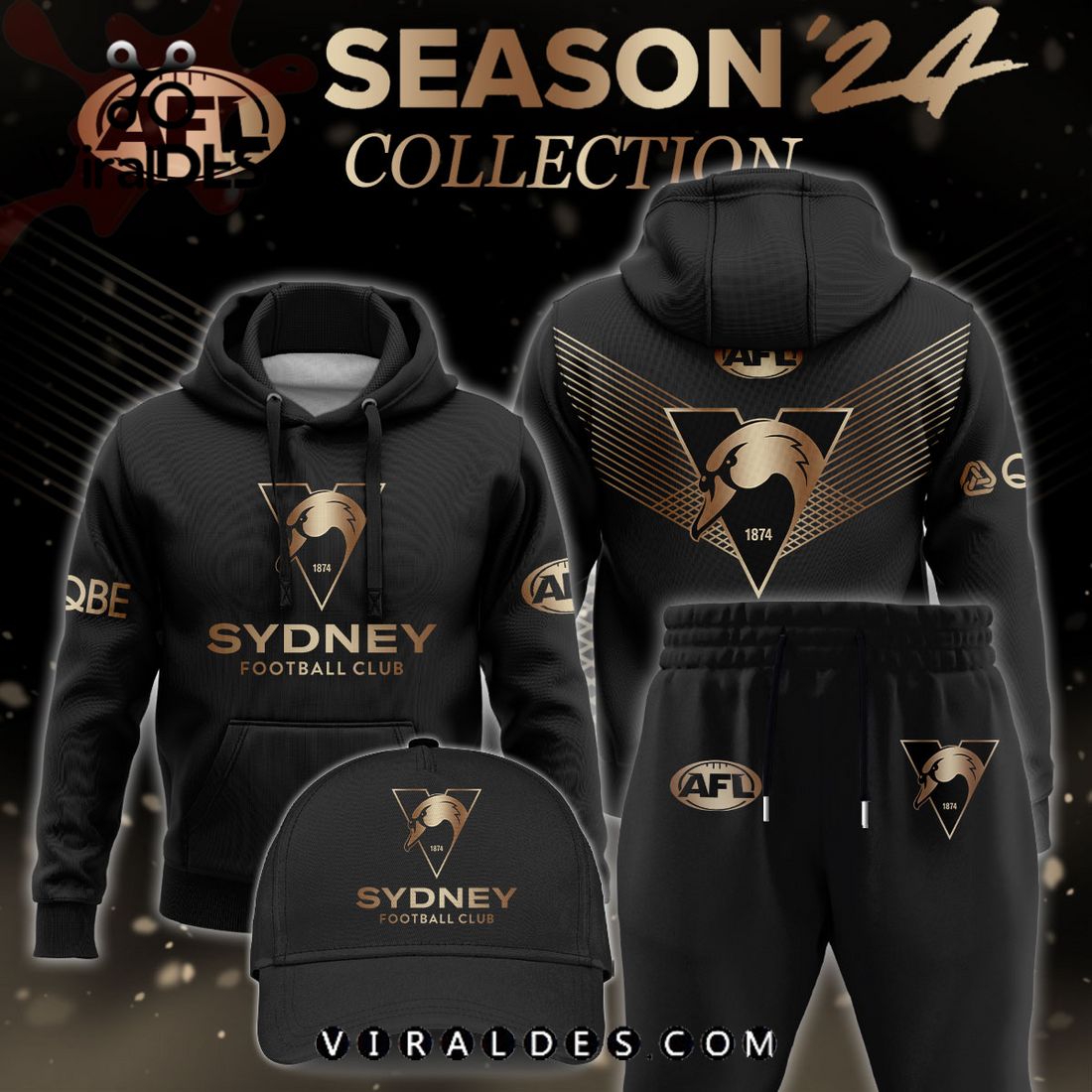 AFL Sydney Swans Gold Premier 2024 Hoodie, Jogger, Cap AFL Sydney Swans Gold Premier 2024 Hoodie, Jogger, Cap