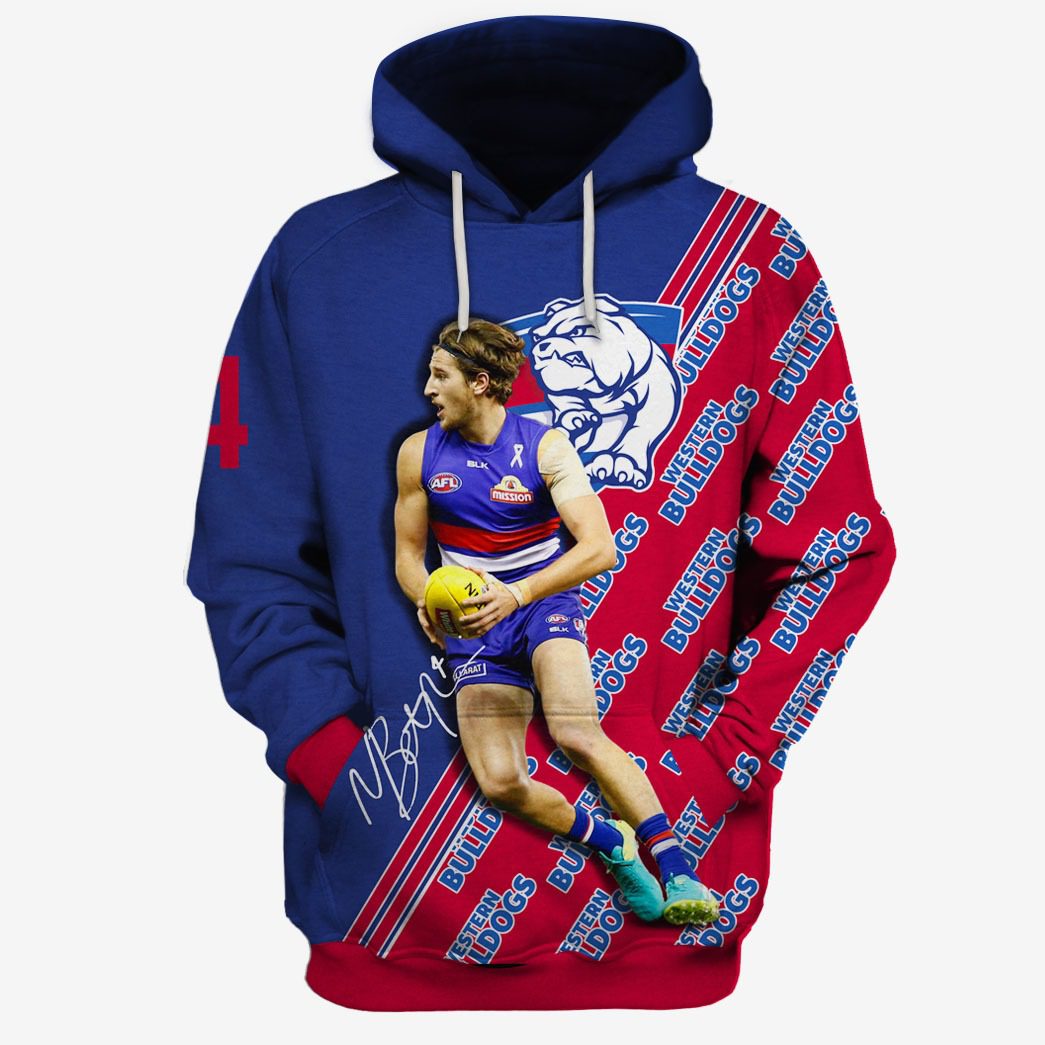 AFL Western Bulldogs Marcus Bontempelli No 4 Pullover Hoodie AFL Western Bulldogs Marcus Bontempelli No 4 Pullover Hoodie