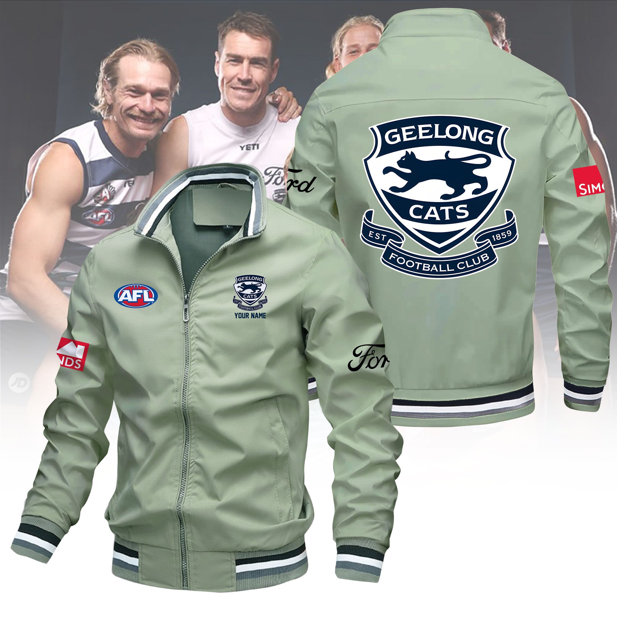AFL Geelong Cats Custom Name Lapel Jacket AFL Geelong Cats Custom Name Lapel Jacket