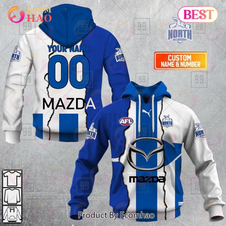 AFL North Melbourne Kangaroos Custom Name Number 2023 Mix Guernsey Pullover Hoodie AFL North Melbourne Kangaroos Custom Name Number 2023 Mix Guernsey Pullover Hoodie