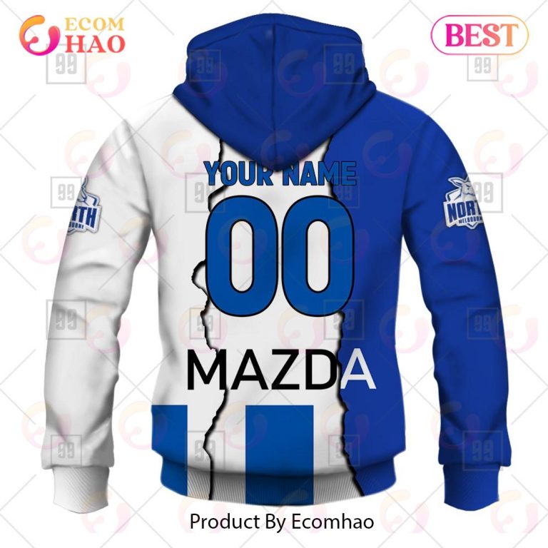 AFL North Melbourne Kangaroos Custom Name Number 2023 Mix Guernsey Pullover Hoodie AFL North Melbourne Kangaroos Custom Name Number 2023 Mix Guernsey Pullover Hoodie