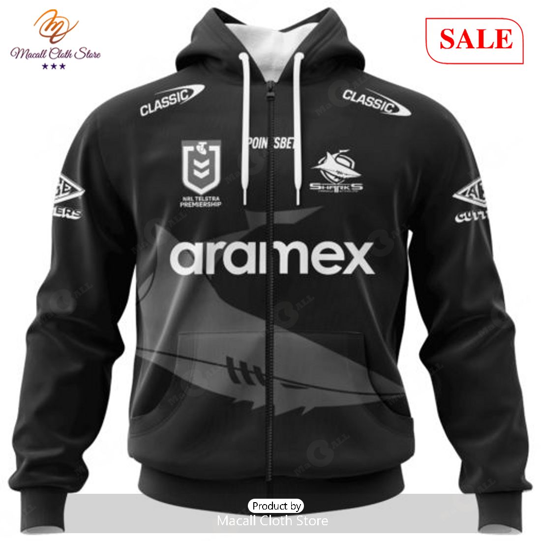 SALE NRL Personalized Cronulla-Sutherland Sharks Special Monochrome Design Hoodie Sweatshirt 3D -soulcals SALE NRL Personalized Cronulla-Sutherland Sharks Special Monochrome Design Hoodie Sweatshirt 3D -soulcals