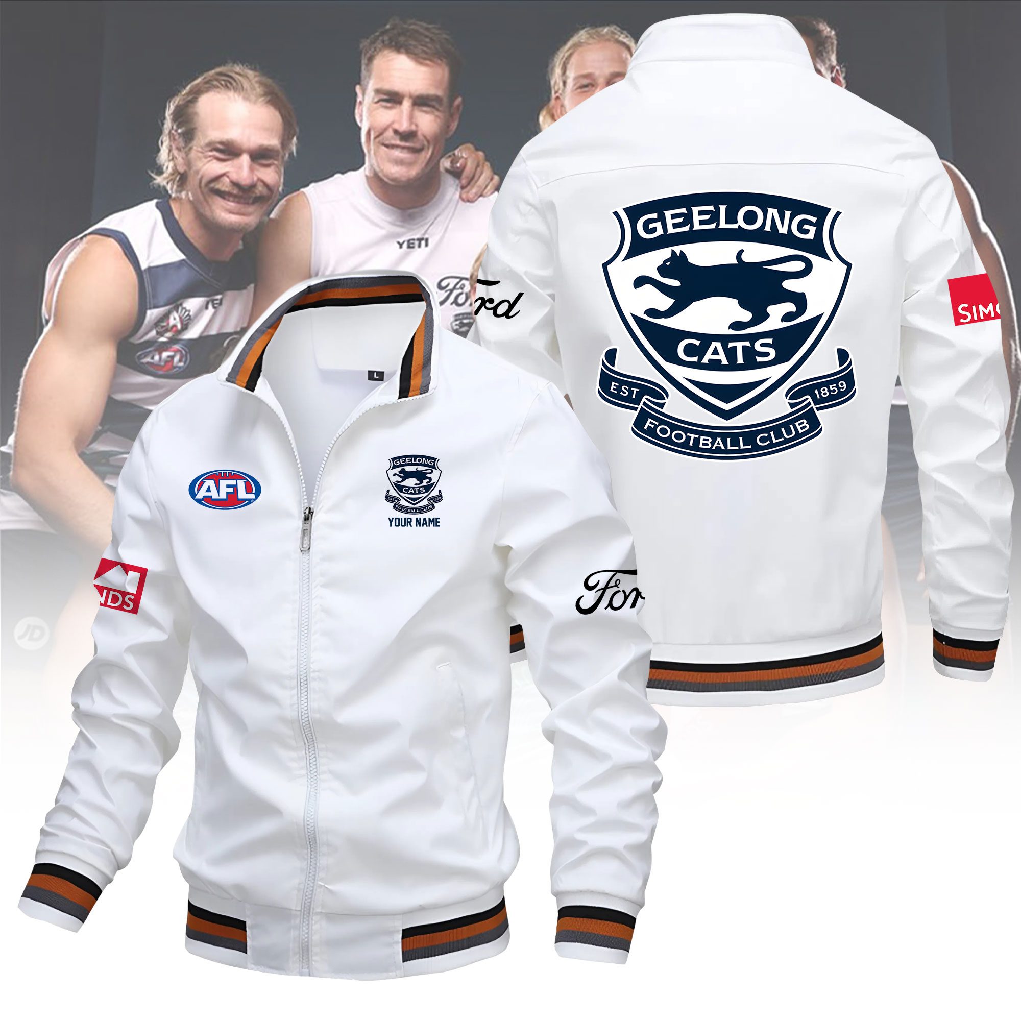 AFL Geelong Cats Custom Name Lapel Jacket AFL Geelong Cats Custom Name Lapel Jacket