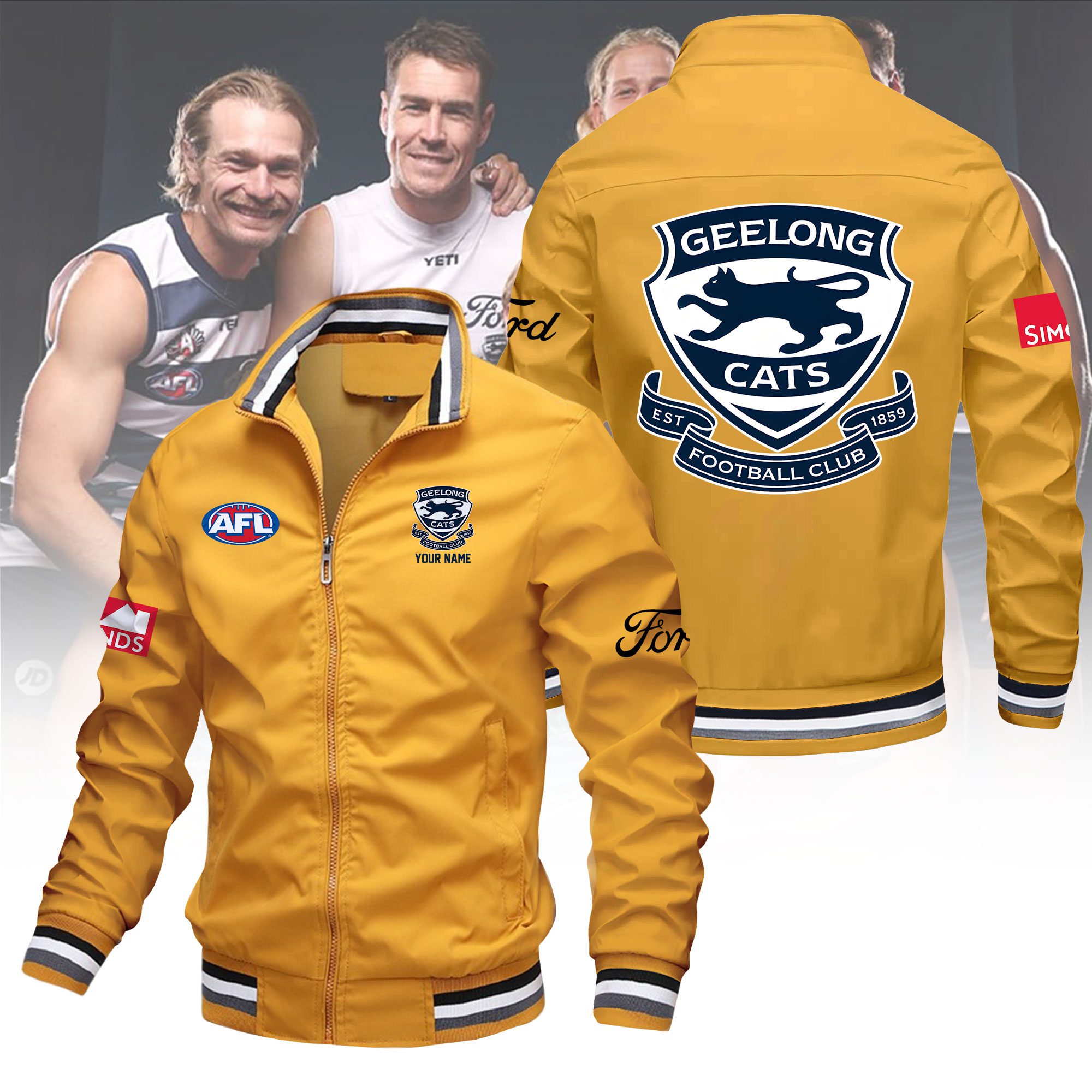 AFL Geelong Cats Custom Name Lapel Jacket AFL Geelong Cats Custom Name Lapel Jacket