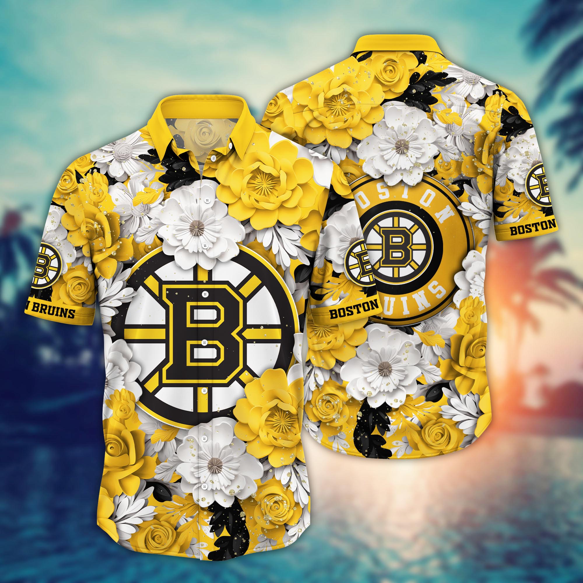 Boston Bruins Bright Bloom Hawaiian Shirt