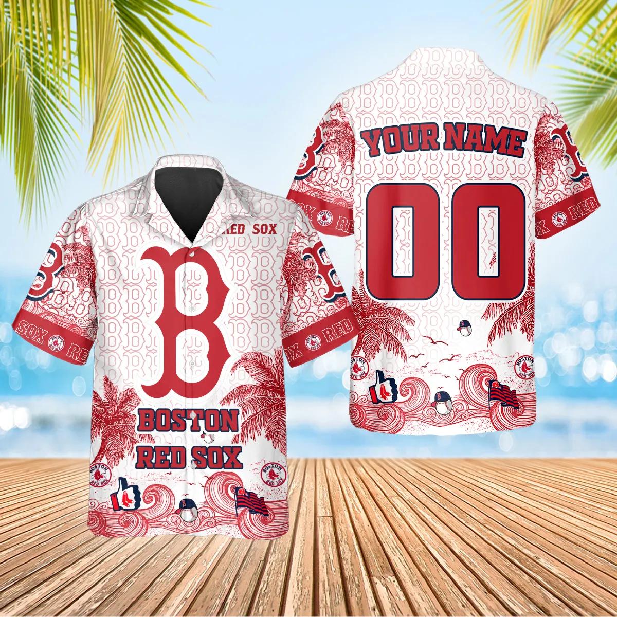 Boston Red Sox Retro Waves Hawaiian Shirt