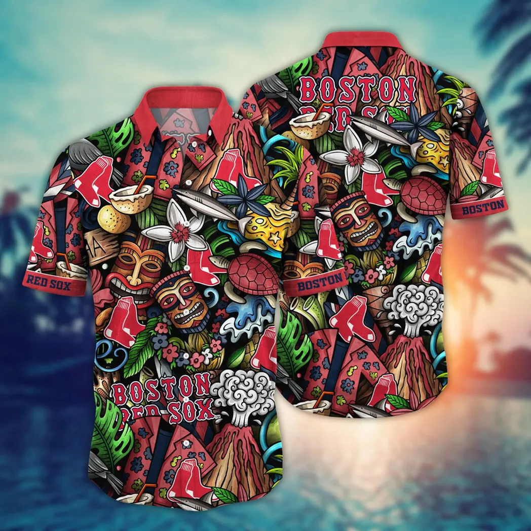 Boston Red Sox Tiki Jungle Hawaiian Shirt