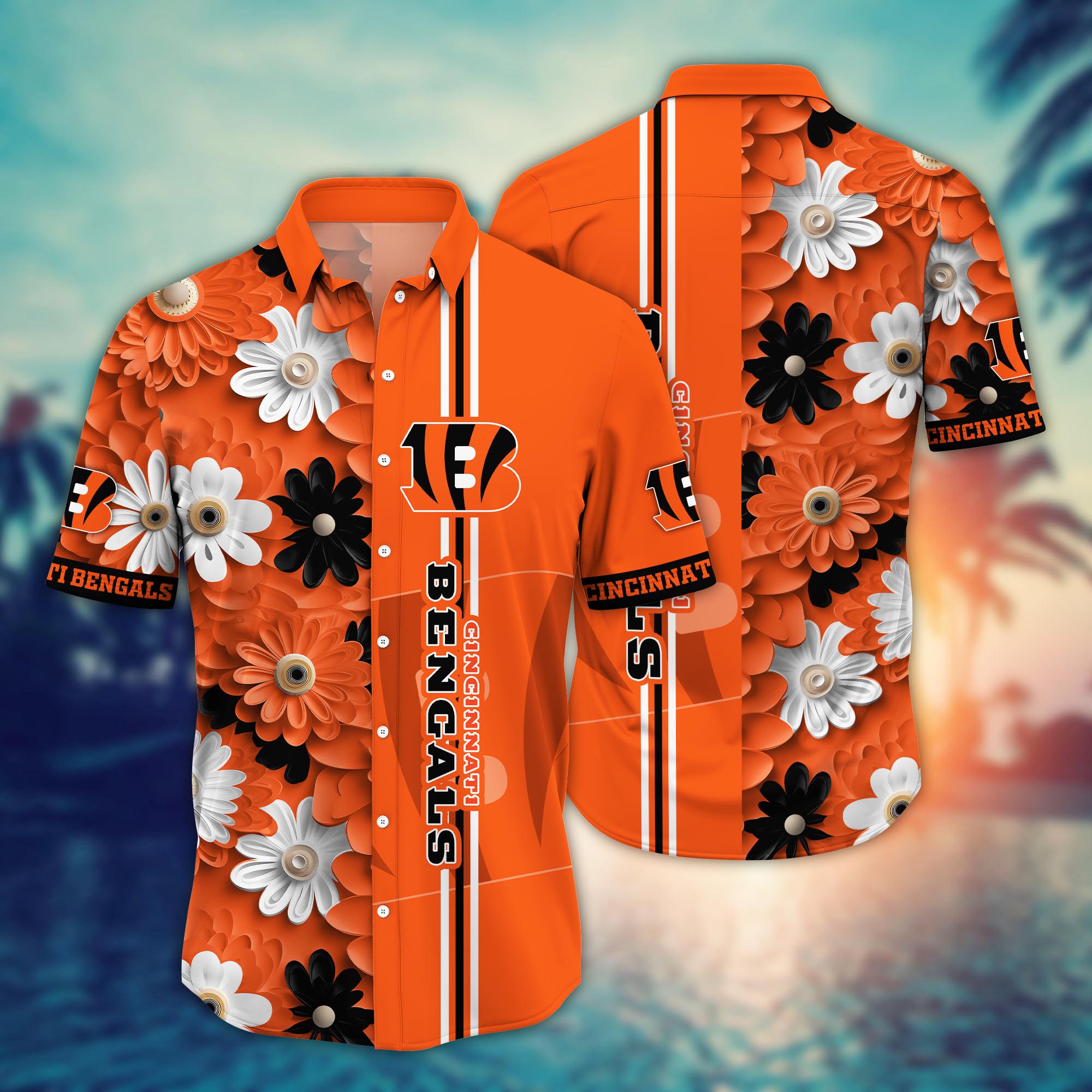 Cincinnati Bengals Bold Blossom Hawaiian Shirt