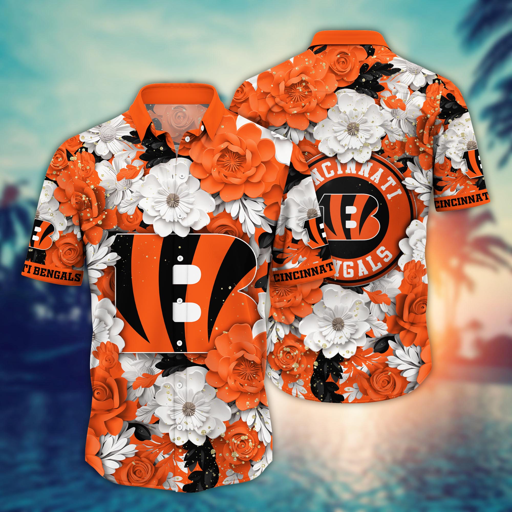 Cincinnati Bengals Floral Explosion Hawaiian Shirt