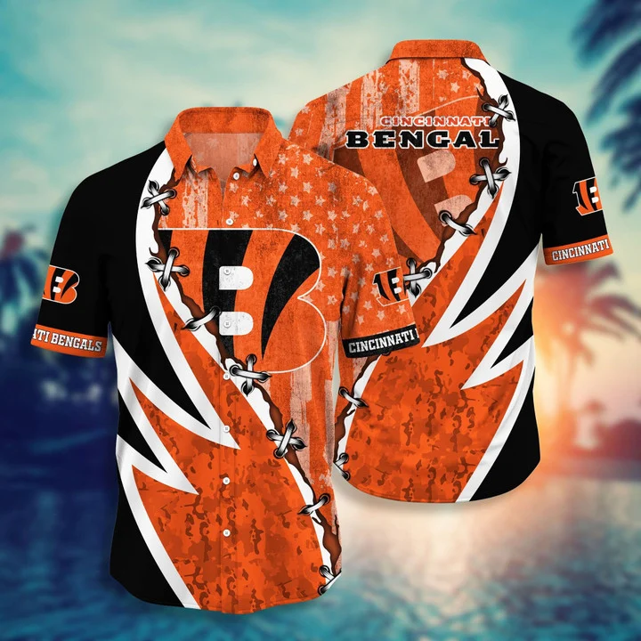 Cincinnati Bengals Lightning Lace Hawaiian Shirt