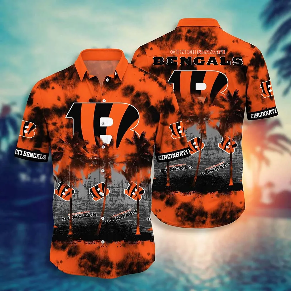 Cincinnati Bengals Sunset Skyline Hawaiian Shirt