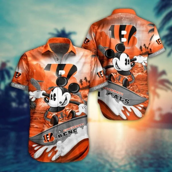 Cincinnati Bengals Surfing Mickey Hawaiian Shirt