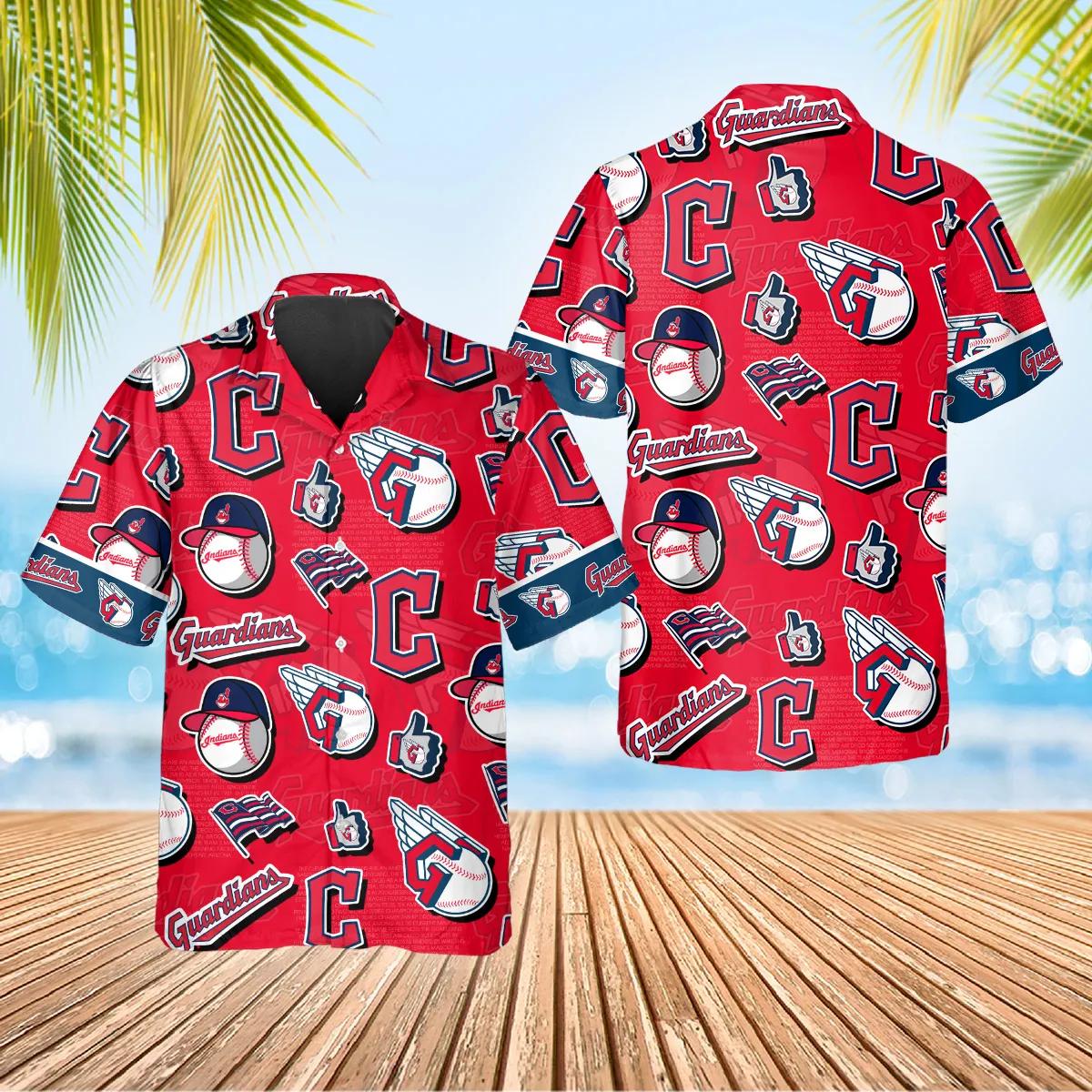 Cleveland Guardians Logo Mania Hawaiian Shirt