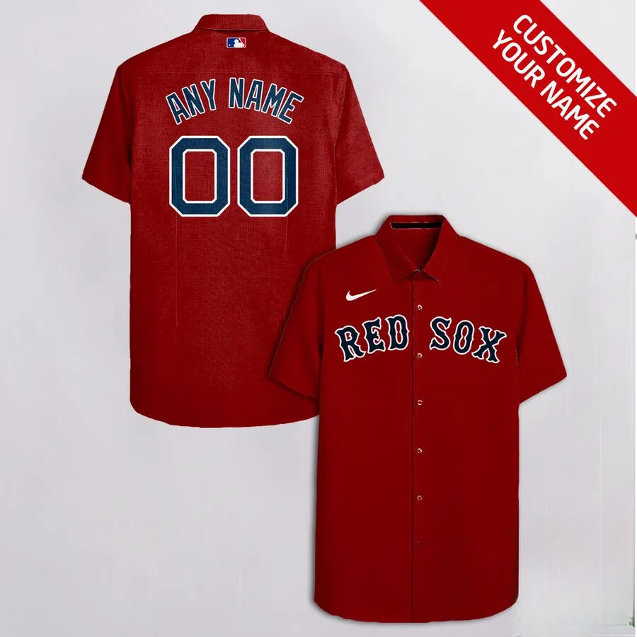 Customizable Boston Red Sox Name & Number Hawaiian Shirt