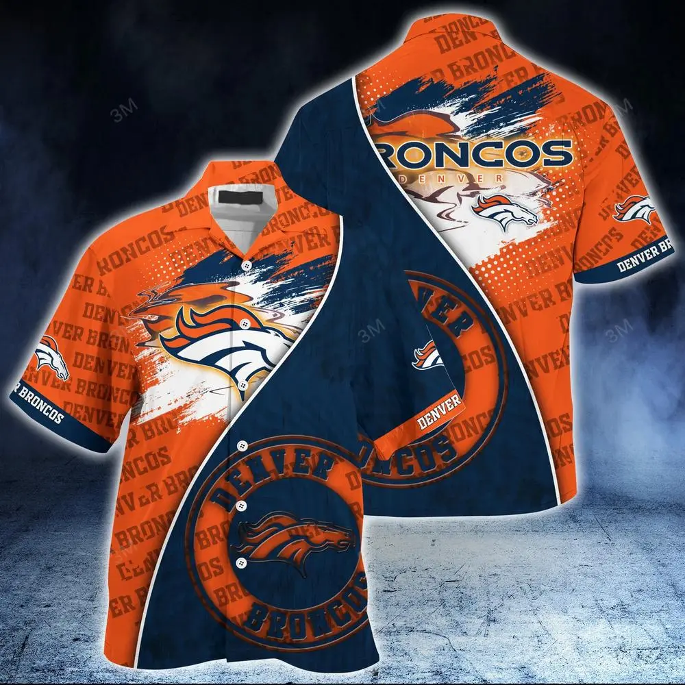 Denver Broncos Bold Brushstroke Hawaiian Shirt