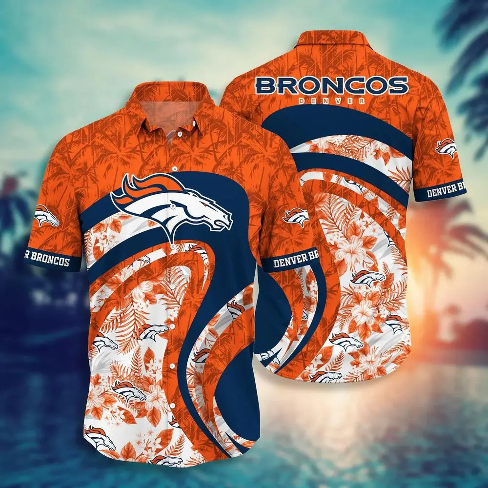 Denver Broncos Floral Blaze Hawaiian Shirt