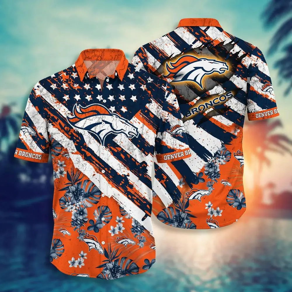 Denver Broncos Stars and Stripes Aloha Shirt