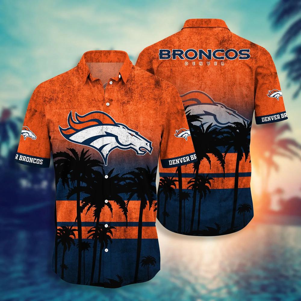 Denver Broncos Sunset Palm Paradise Hawaiian Shirt