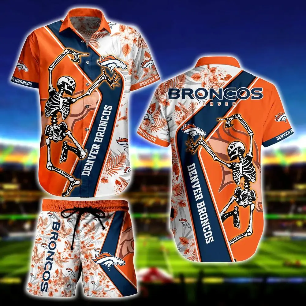 Denver Broncos Tropical Skeleton Spirit Hawaiian Shirt