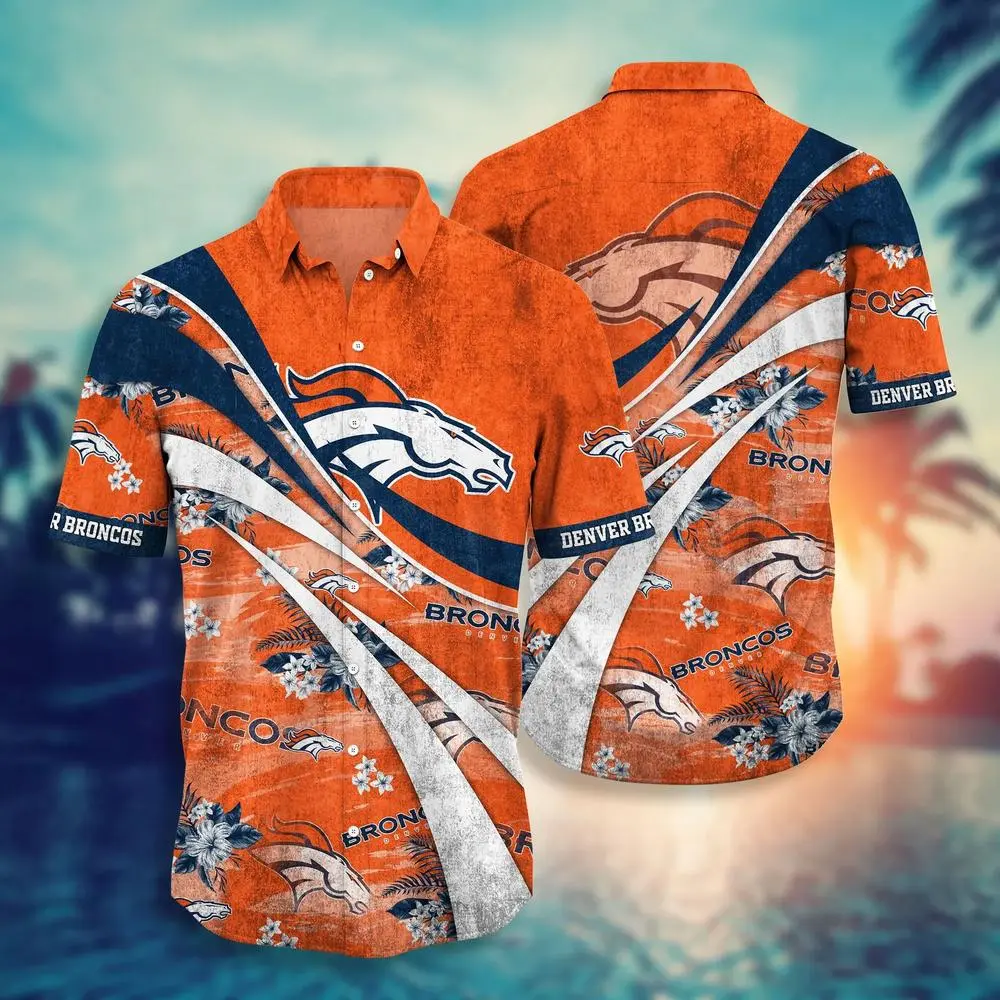 Denver Broncos Wave Rider Hawaiian Shirt