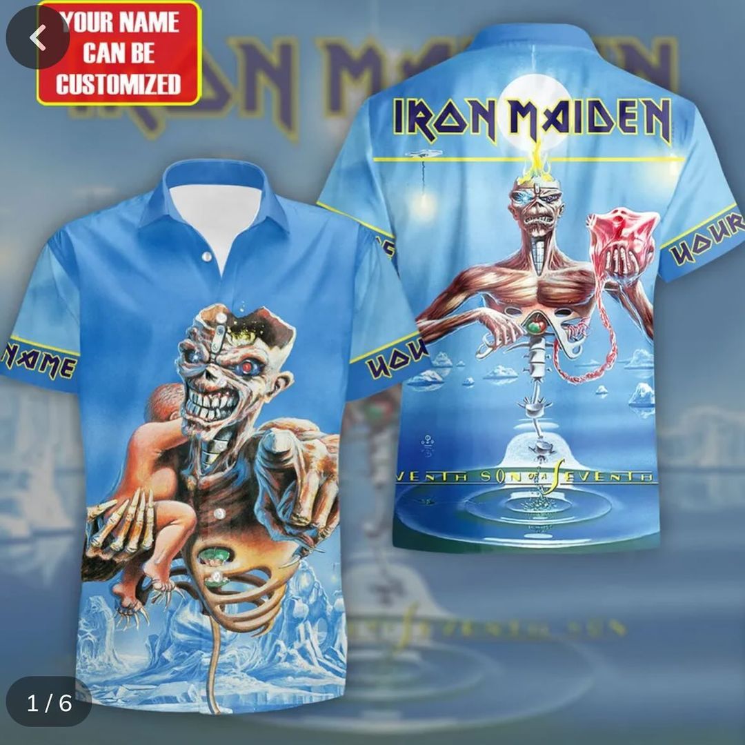 Iron Maiden Seventh Son Surreal Blue Hawaiian Shirt