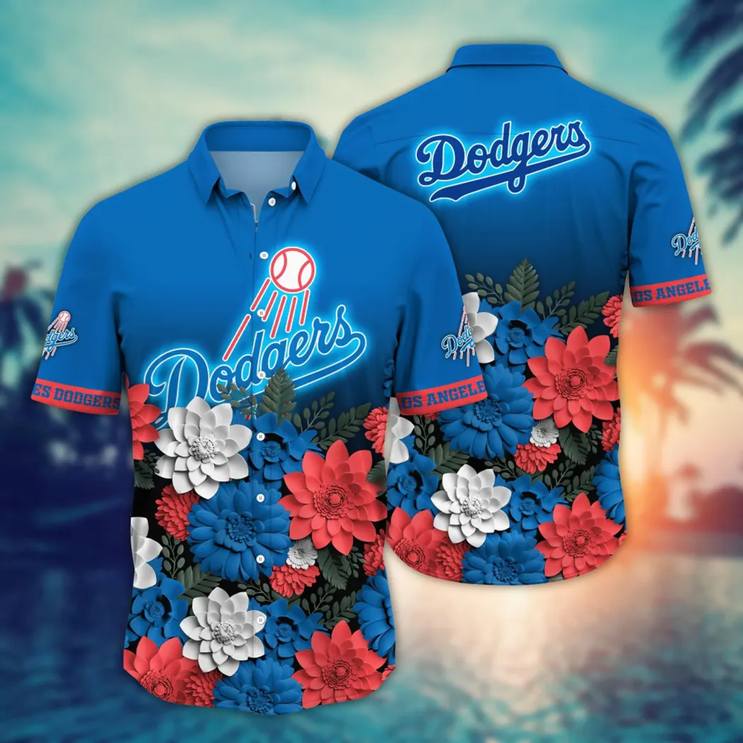 Los Angeles Dodgers Bold Floral Hawaiian Shirt