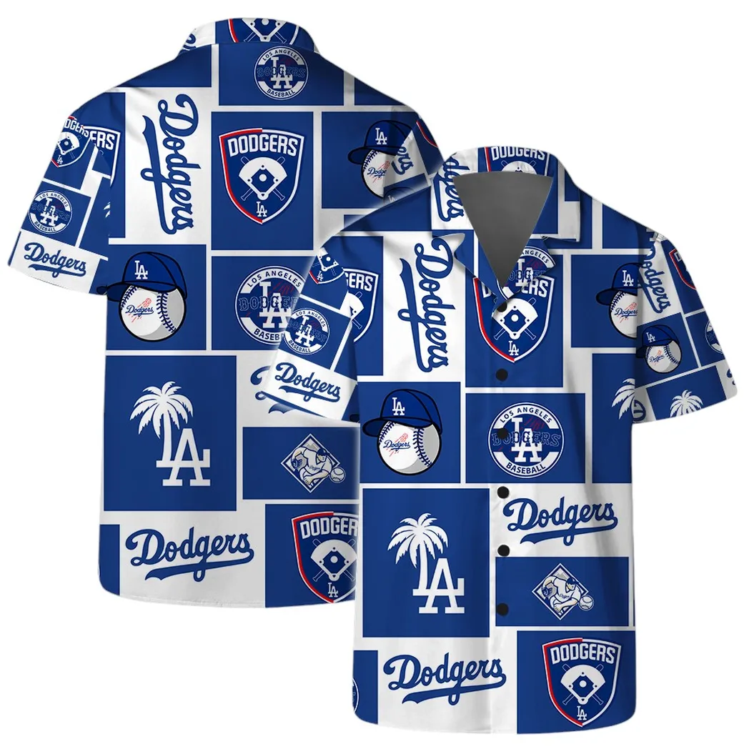 Los Angeles Dodgers Icon Block Hawaiian Shirt