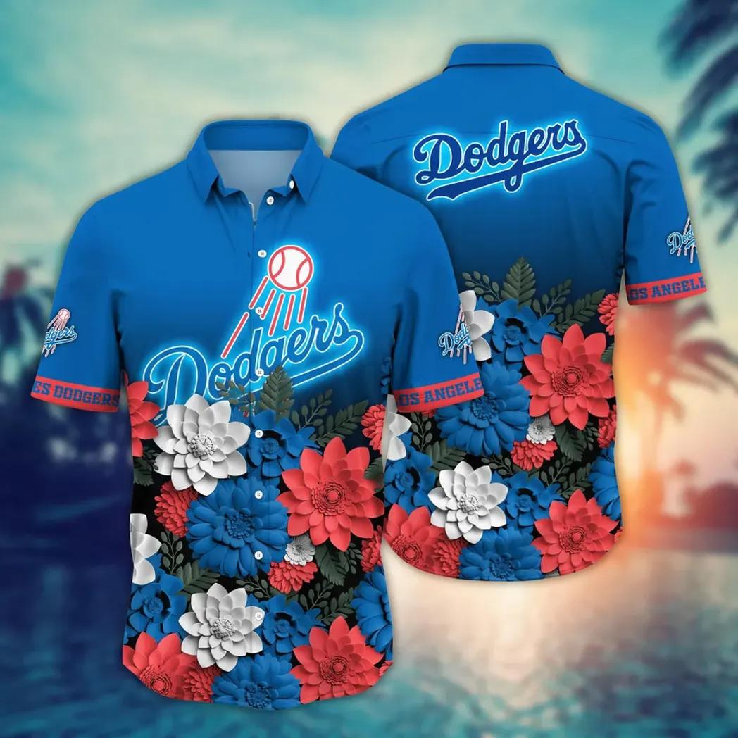 Los Angeles Dodgers Patriotic Blossom Hawaiian Shirt