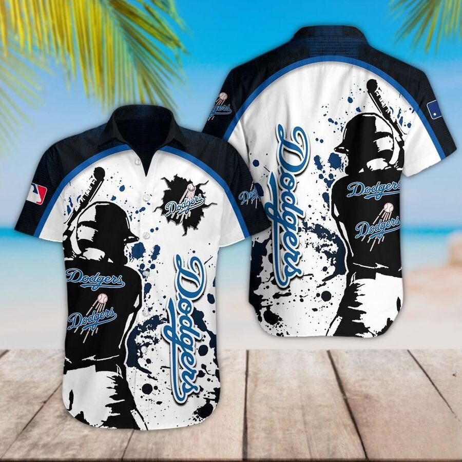 Los Angeles Dodgers Splatter Baseball Hawaiian Shirt