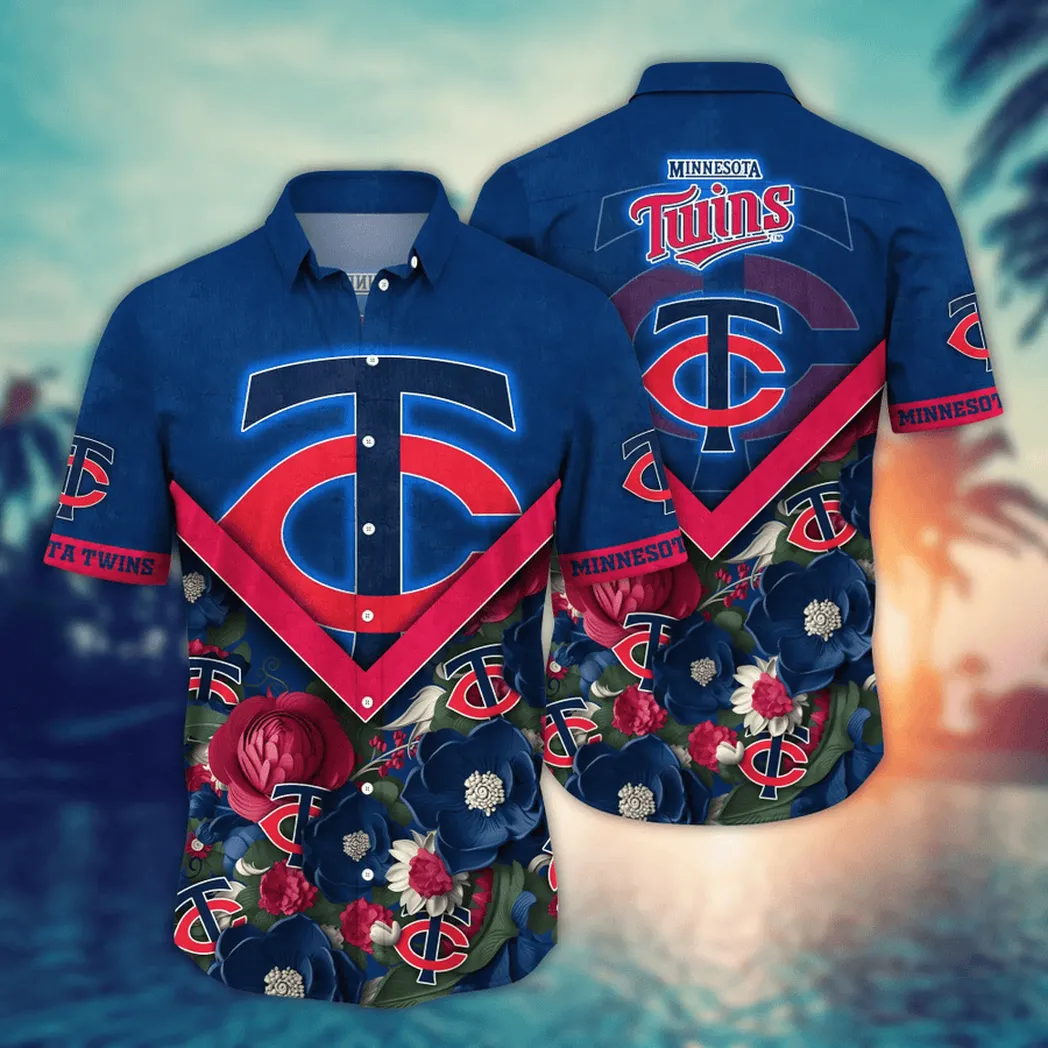 Minnesota Twins Chevron Blossom Hawaiian Shirt