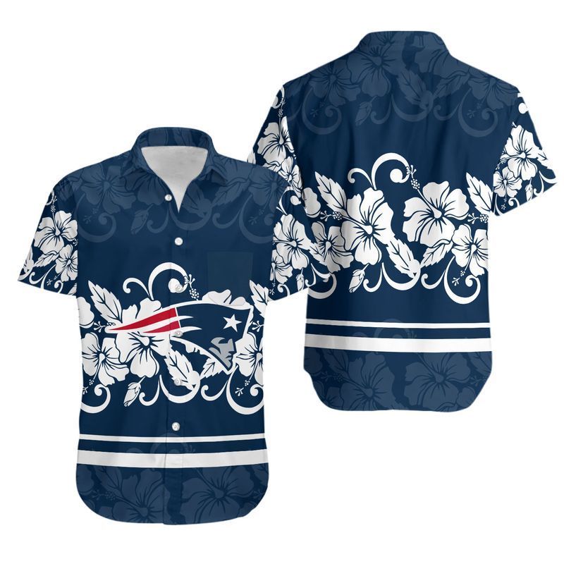 New England Patriots Hibiscus Flowers Hawaiian Shirt