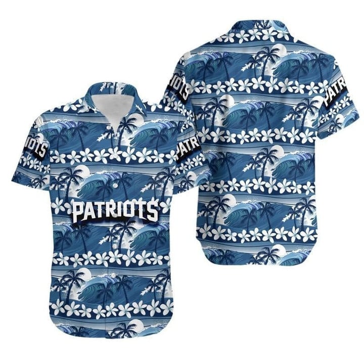 New England Patriots Sunset Palms Hawaiian Shirt