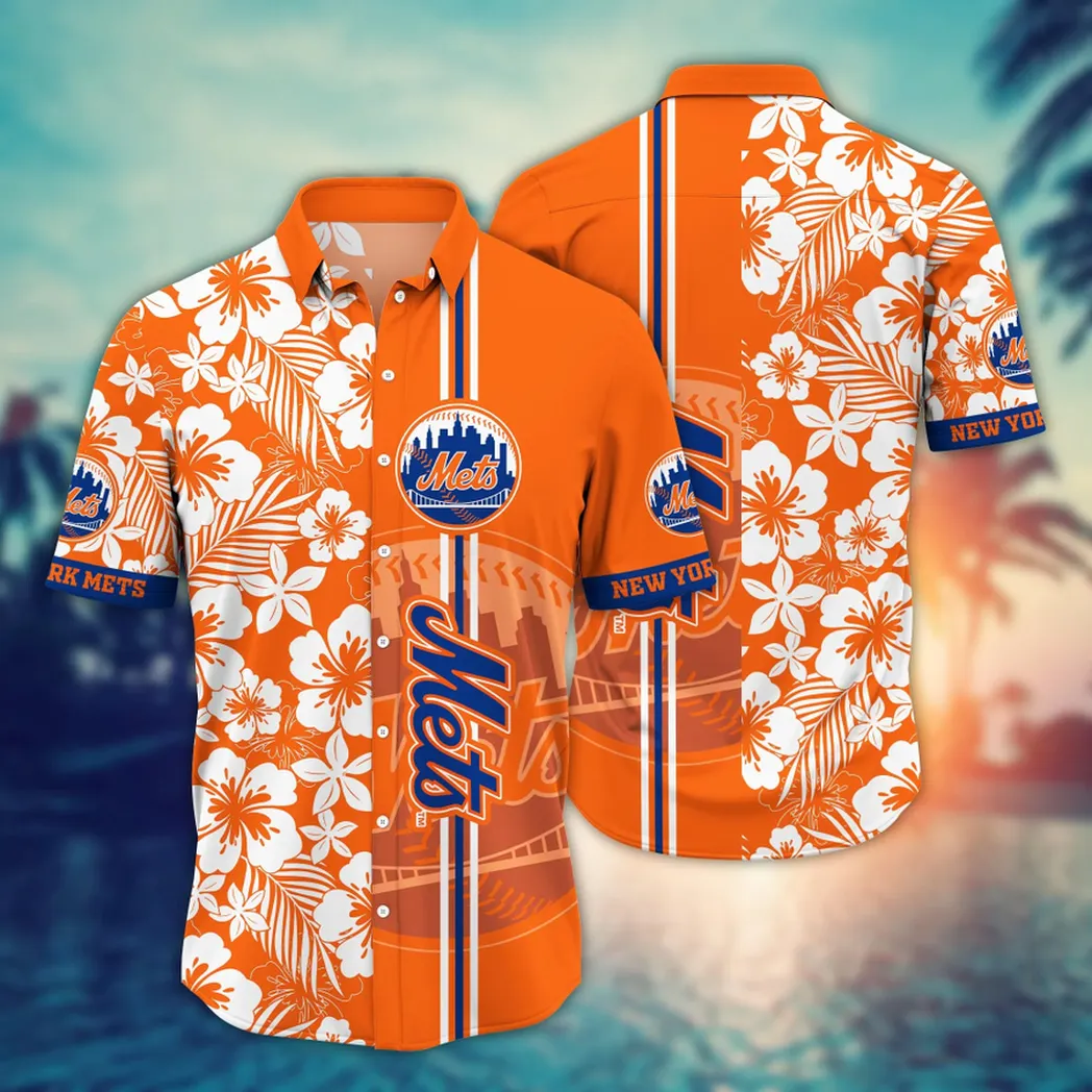 New York Mets Tiki Breeze Hawaiian Shirt