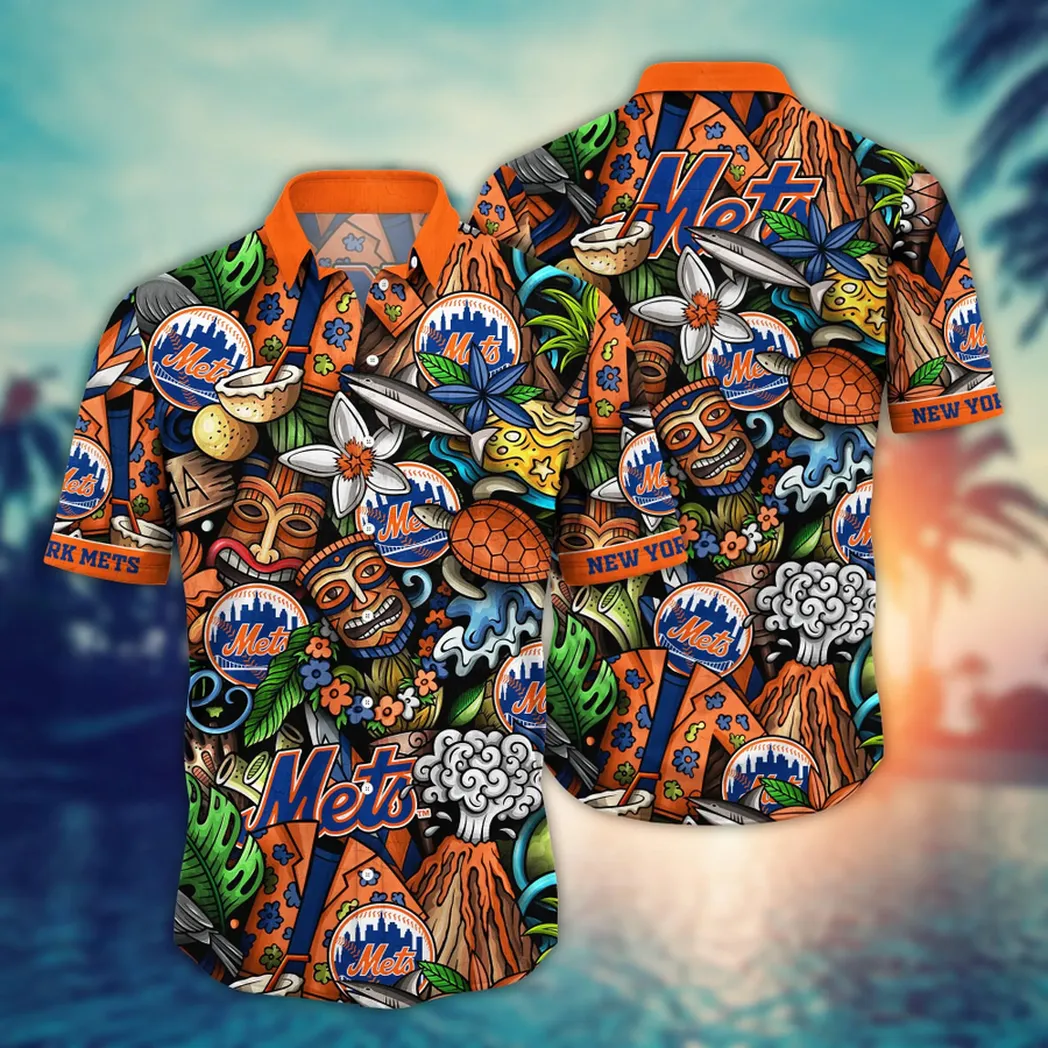 New York Mets Tropic Teal Hawaiian Shirt