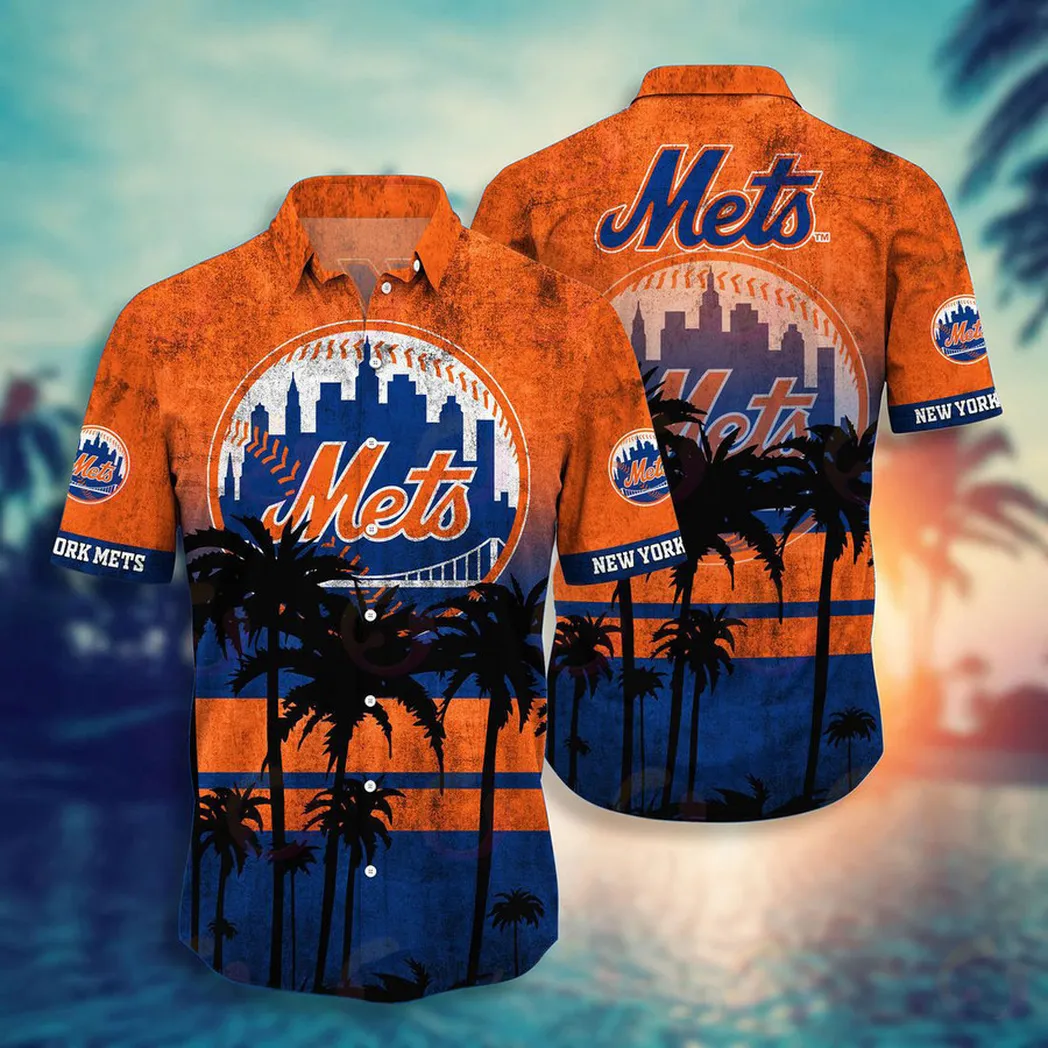 New York Mets Coconut Sunset Hawaiian Shirt