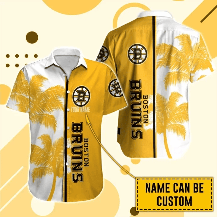 Personalized Boston Bruins Golden Palm Hawaiian Shirt