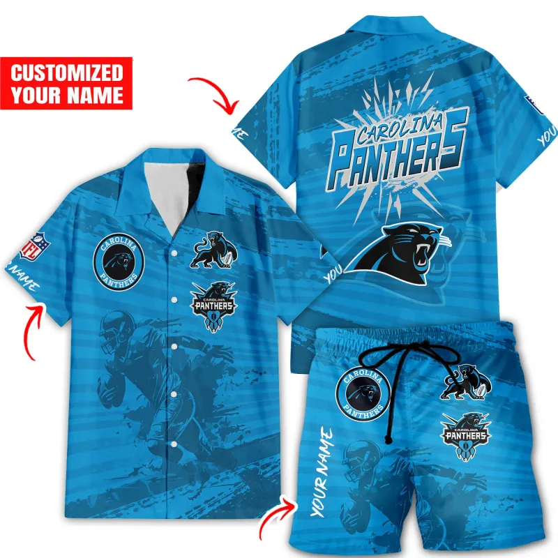 Personalized Carolina Panthers Coastal Breeze Hawaiian Shirt