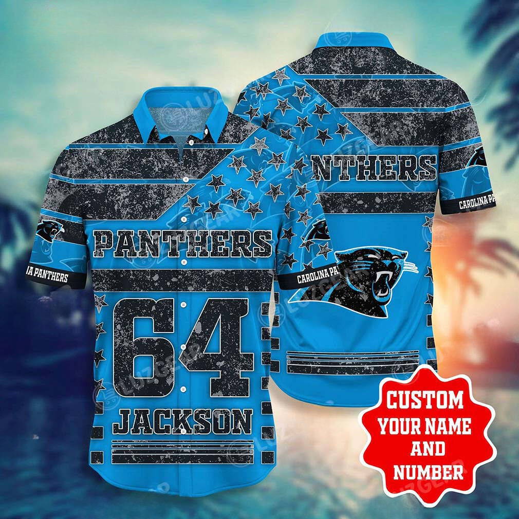 Personalized Carolina Panthers Custom Name And Number Aloha Shirt