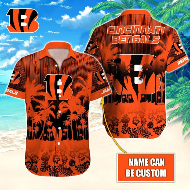 Personalized Cincinnati Bengals Palm Paradise Hawaiian Shirt