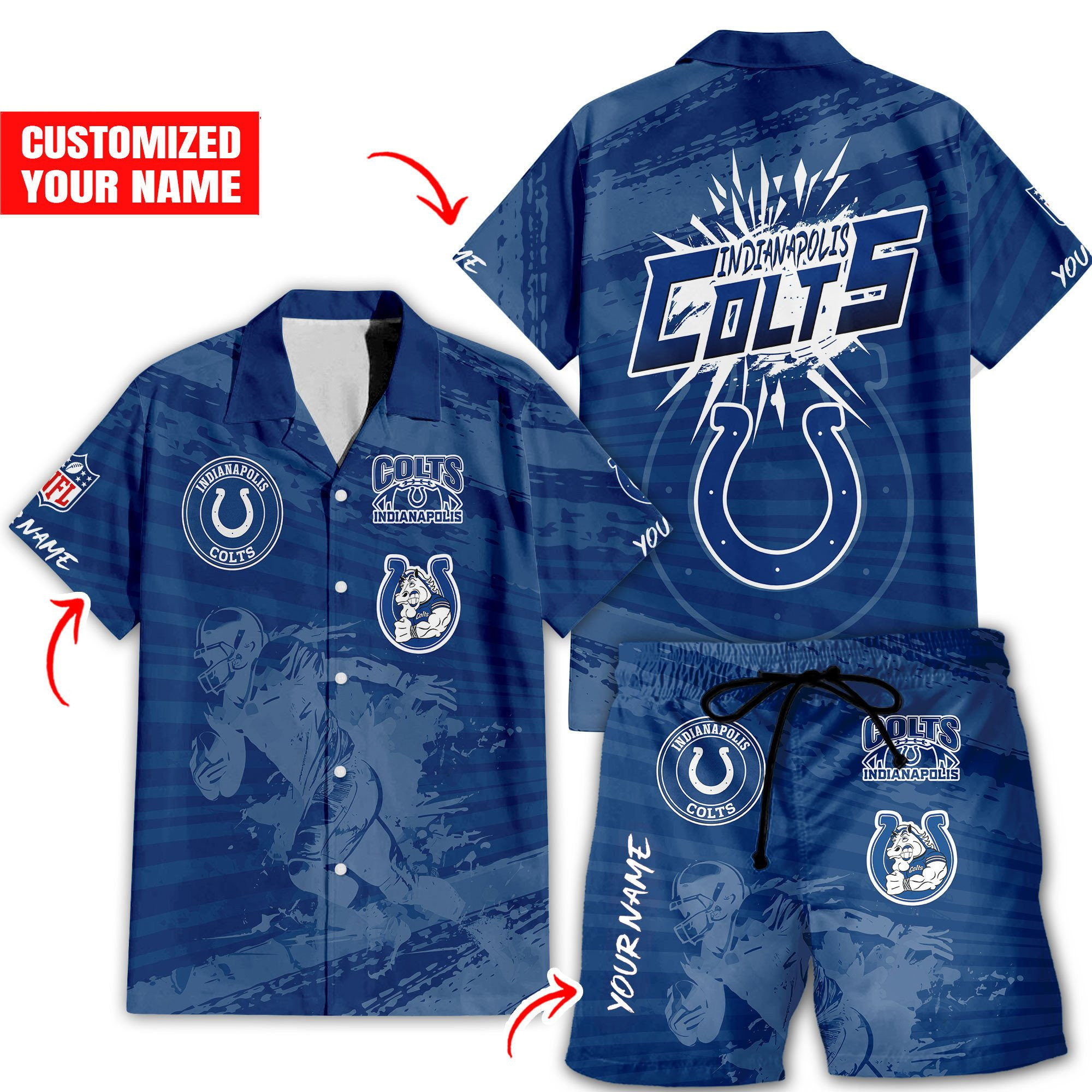 Personalized Indianapolis Colts Cosmic Wave Hawaiian Shirt