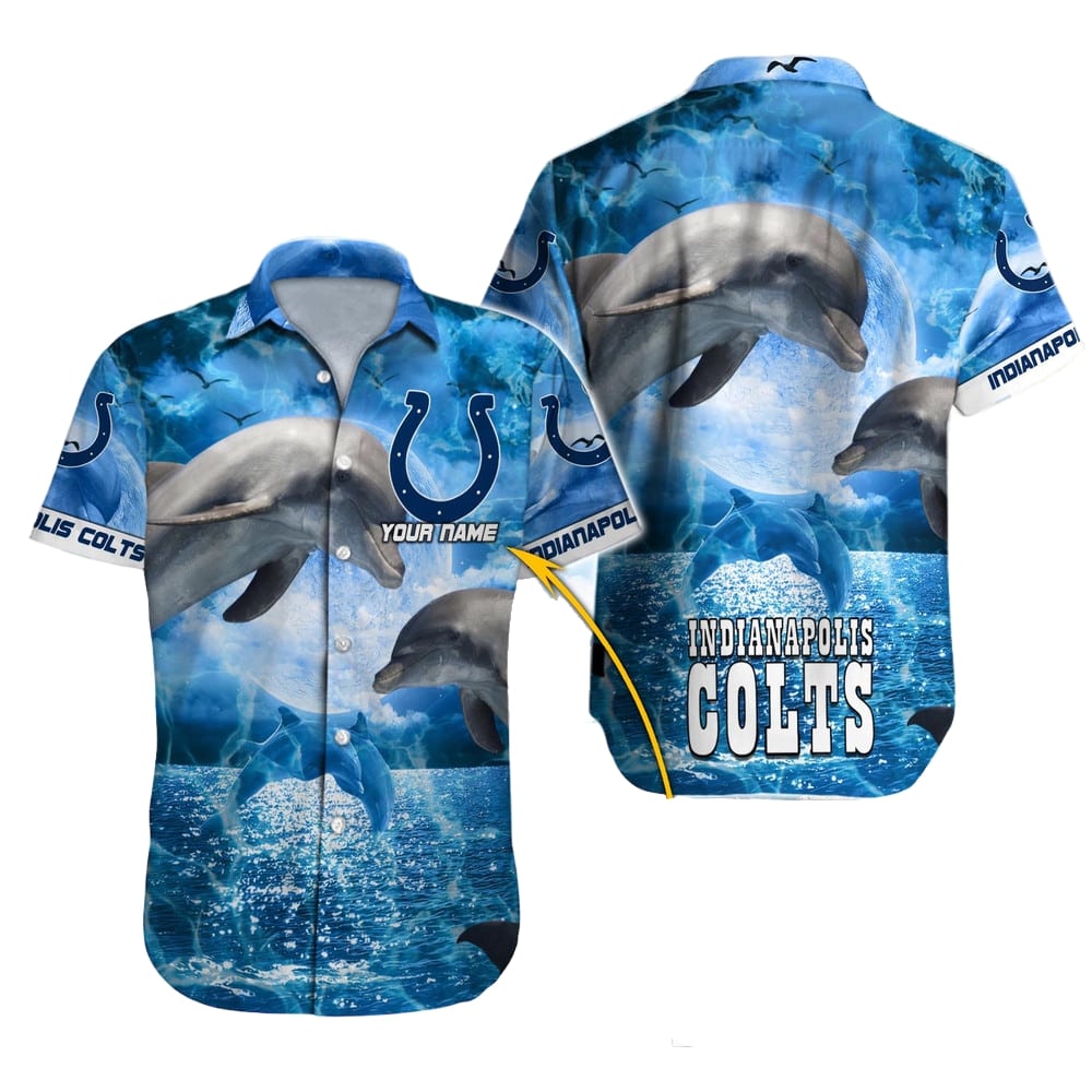 Personalized Indianapolis Colts Tropic Gridiron Hawaiian Shirt