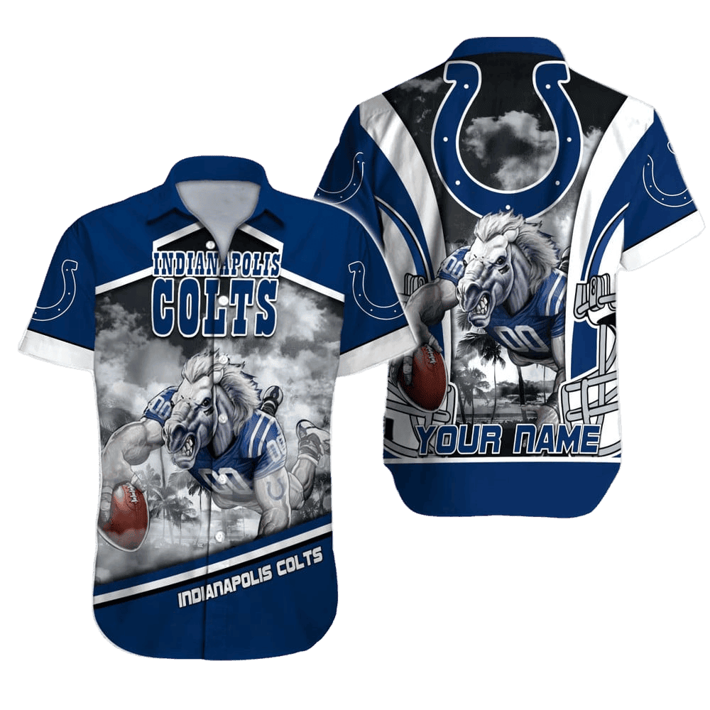 Personalized Indianapolis Colts Tropical Gridiron Hawaiian Shirt